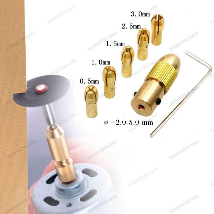 Цанговый патрон + 5 цанг 0,5-3мм цанга электро дрель мини