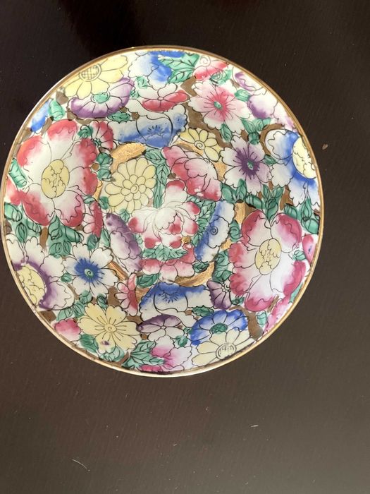 Taça Vintage em Porcelana de Macau / Chinesa - Padrão Mil Flores (Pintada à Mão)