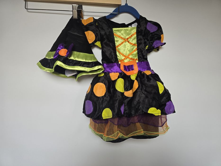 Czarownica wiedźma r. 74 sukienka kapelusz przebranie karnawał