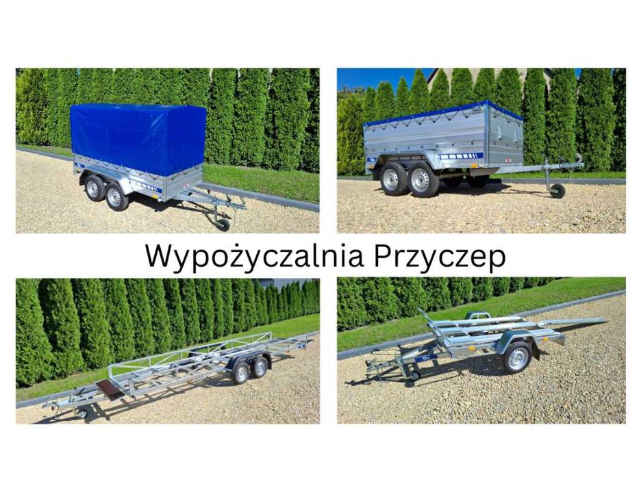 Wypożyczalnia przyczep Wynajem przyczepek dłużyca 6m motocyklowa.