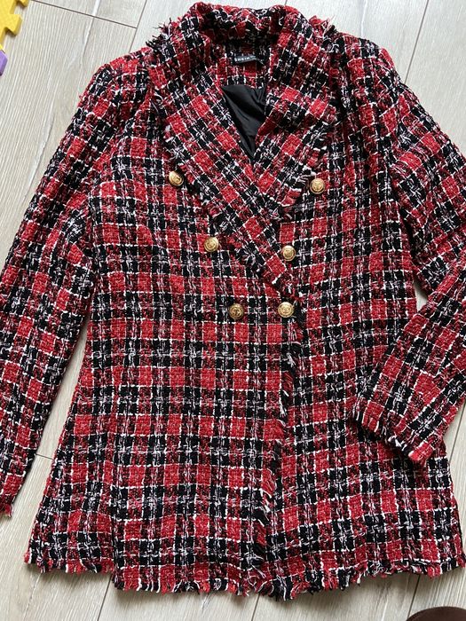 Твідовий піджак в клітинку,двуботний подовжений