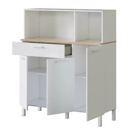 Armário de cozinha "Kira" - 3 portas + 1 gaveta - 126 x 108 x 40 cm - Branco