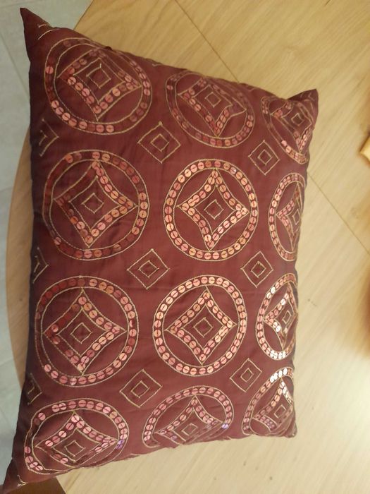 Sequin-embroidered cushion64729824014851123