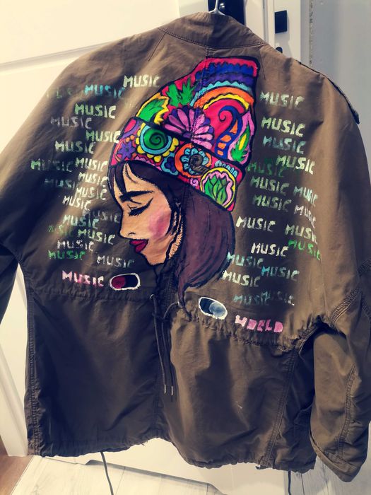 Kurtka Stradivarius RĘCZNIE MALOWANA!