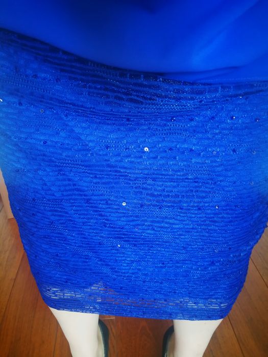 Kobaltowa Połyskująca sukienka święta sylwester  sukienka Plus size