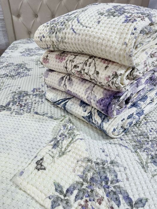 Натуральне бавовняне різнокольорові вафельні накидки покривала!