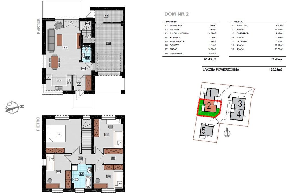 Bliźniak w Grabówce 125,22 m2-stan deweloperski BEZPOŚREDNIO