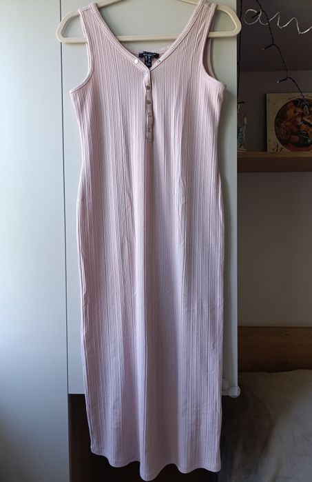 Рожева сукня міді в рубчик для вагітних і годуючих New Look Maternity, плаття-майка, розмір S- M