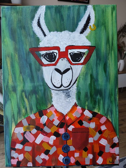 Obraz akrylowy Lama na wypasie