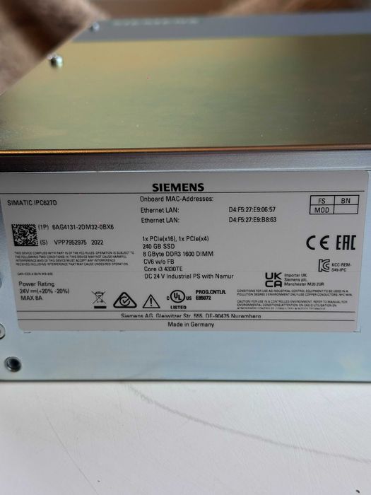 Siemens Simatic IPC 627D Промисловий комп'ютер