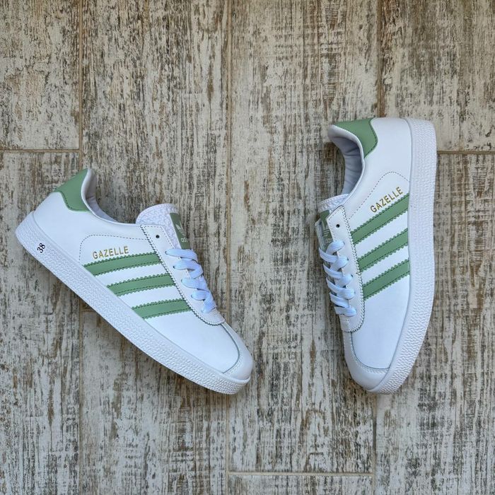 36,38,41 Кросівки Жіночі Adidas Gazelle White Green / Женские Кроссовки