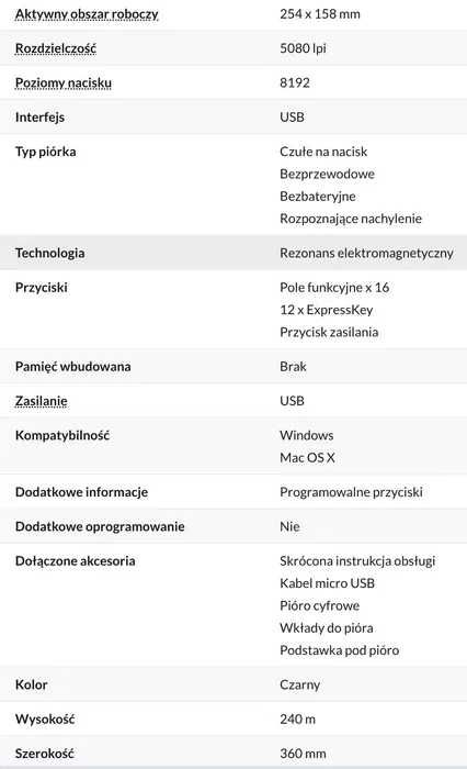Tablet graficzny Huion H1060P Lubelskie