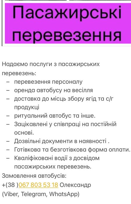 Надаємо послуги з пасажирських перевезень