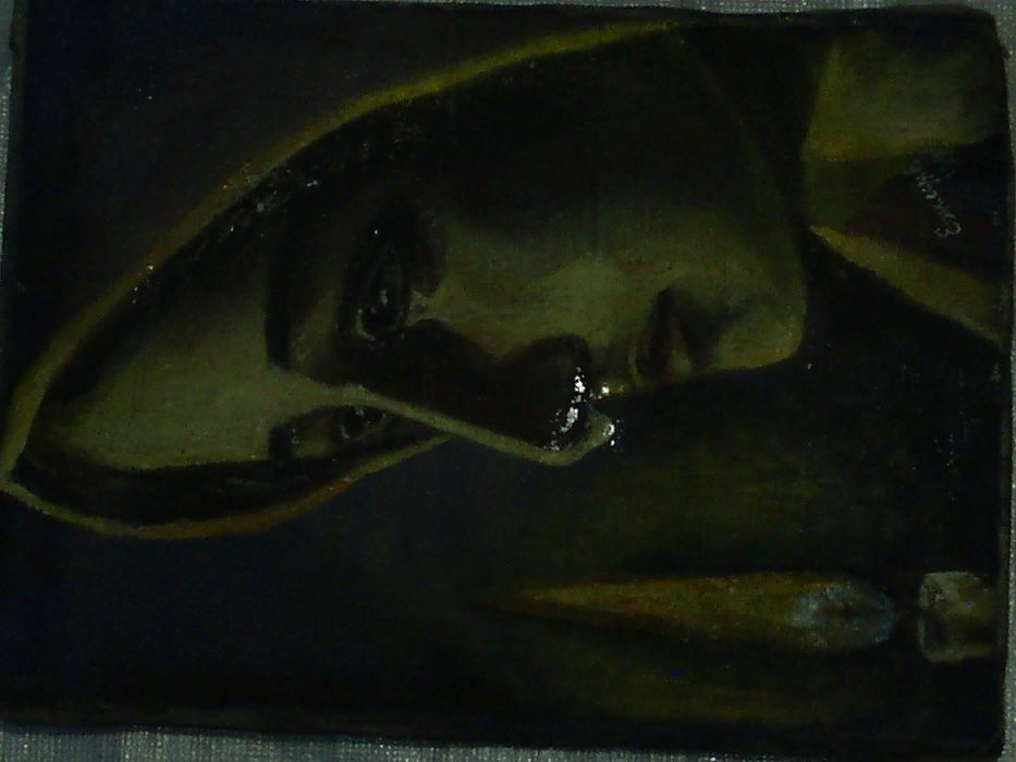 картина Молящаяся  Свята за Мир на Планеті (на плотном холсте 90е)