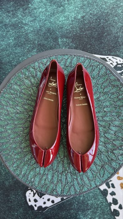 Christian Louboutin Maison Margiela 25,5 Таби балетки бордовые, лаквые