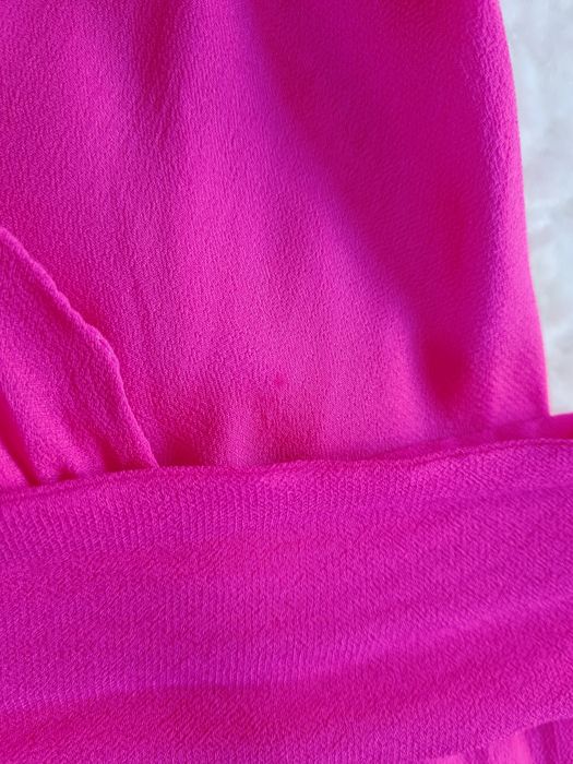 Różowa sukienka | 100% wiskoza | asymetryczna | kopertowa