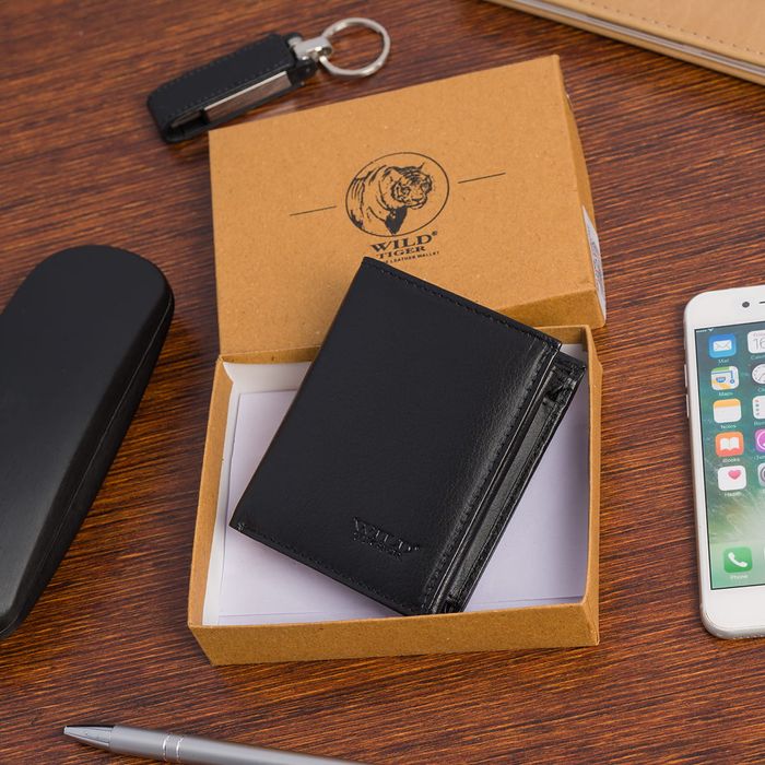 portfel męski skórzany wild tiger - czarny