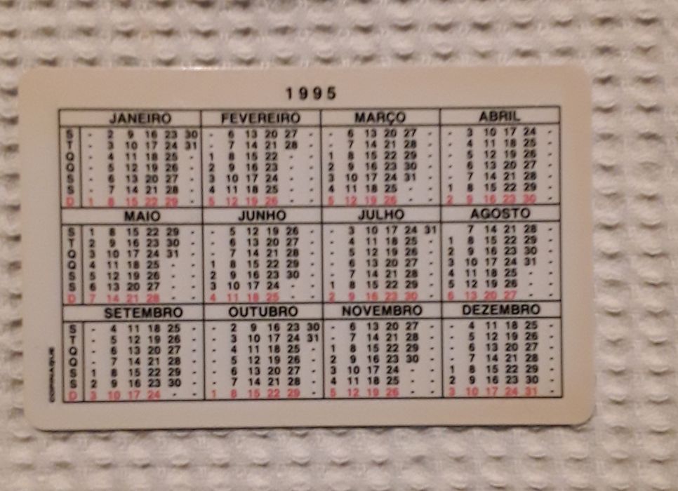 Calendário de bolso TACV - Cabo Verde Airlines, ano 1995