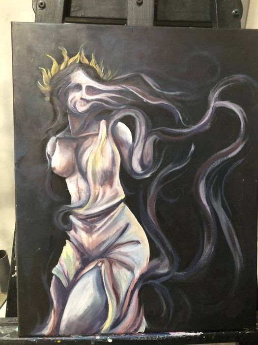 Pintura acrílica decorativa "medusa" 50x40 cm