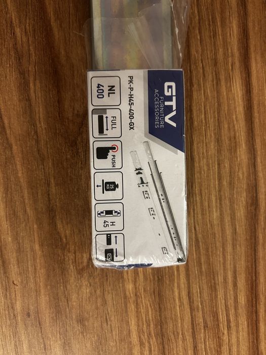 Prowadnice szuflady GTV GX kulkowe H45 L400 mm pełny wysów