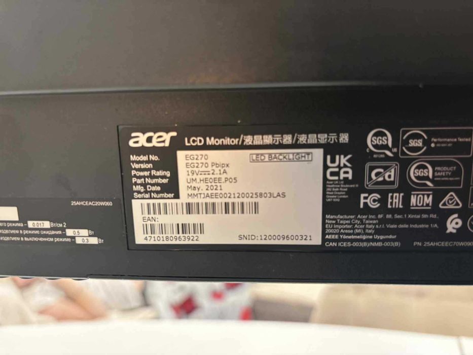 Monitor acer lcd eg270 144hz