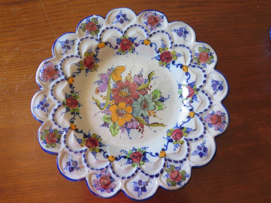 3 peças Cerâmica de Alcobaça vintage, prato jarro e galheteiro