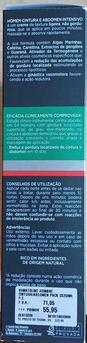 Creme adelgaçante cintura e abdómen – Homem