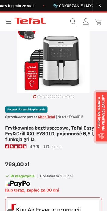 Tefal Easy Fry & Grill XXL model EY8