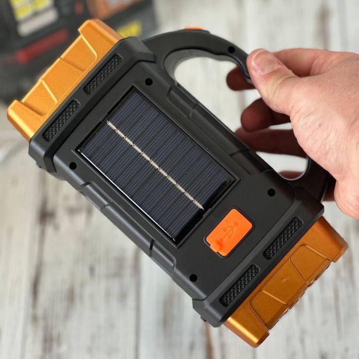 Ручний світлодіодний ліхтар-повербанк на сонячній батареї HB-2678  38W
