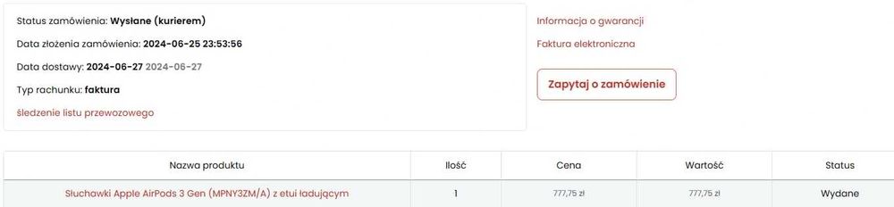 Słuchawki Apple Airpods 3