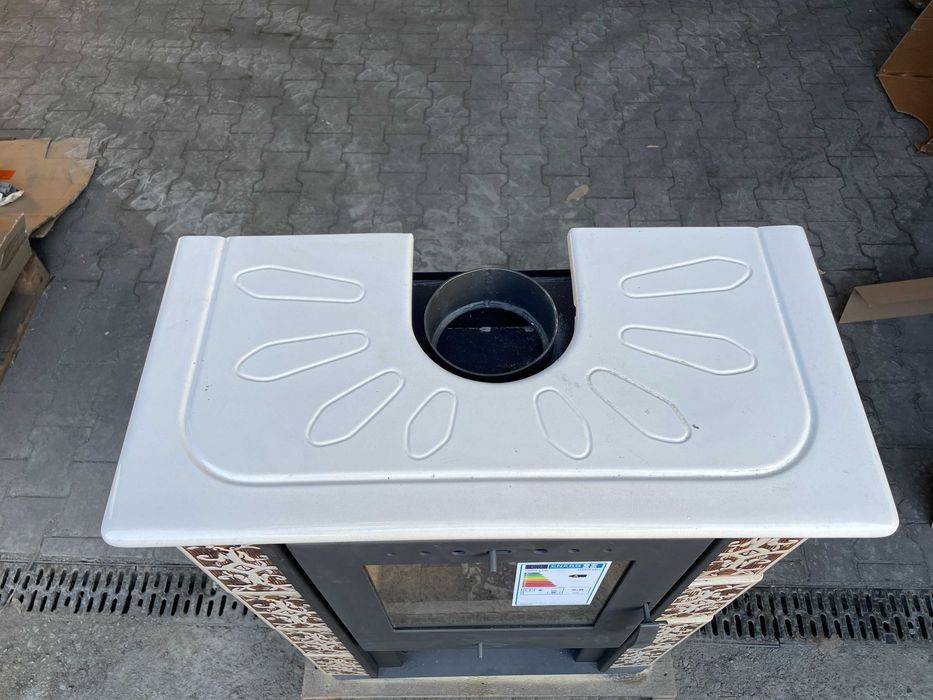 Piec piecyk kominek kaflowy wolnostojący koza JASMIN 10kW brązowy