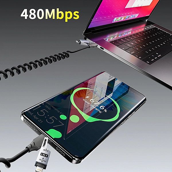 Kabel Dudao L20 Pro 4w1 USB-A / USB-C - Lightning / USB-C - czarny