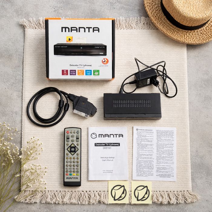 Dekoder TV Manta DVBT011 przewód kabel DPM scart hdmi media player