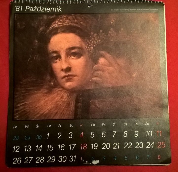 Kalendarz 1981 rok - Matejko obrazy - unikat!