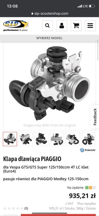 Klapa dławiaca Piaggio Vespa GTS 125 / 300 gaznik rolgaz Medley