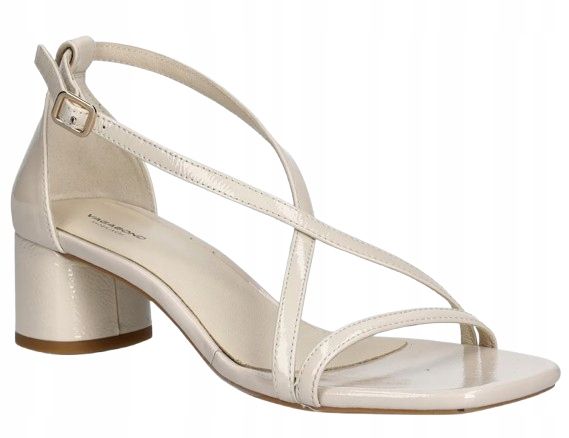 Vagabond sandały damskie na klocku skórzane beżowe 38 1tla