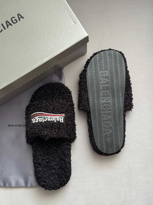 !PREMIUM! Сланці BALENCIAGA FURRY Slide Black | 41 42 43 44 45