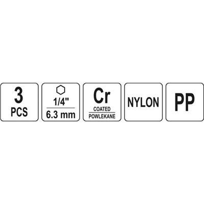 Szczotki na wiertarkę hex 3szt Yato