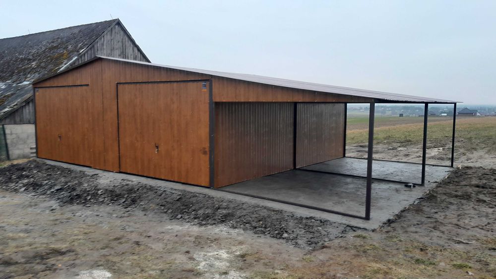 Garaż blaszany 7x6 Drewnopodobny