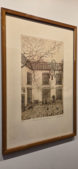 Akwaforta W.Goffmet "Dom w starym stylu"