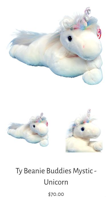 Коллекционная мягкая игрушка единорог TY Beanie Buddies Mystic 2001