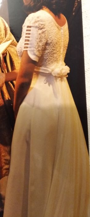 Suknia ślubna ecru rustykalna na szczupłą r.36