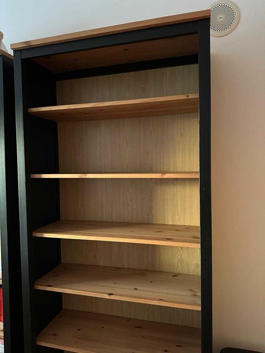 Estante Hemnes preto-castanho/castanho claro 90 x 197cm