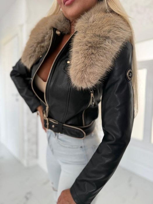 Kurtka skórzana czarna sml