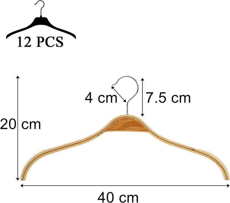 Nowy wieszak na ubrania / drewniane wieszaki do szafy / 12SZT !4655!