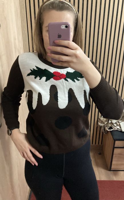 Sweter świąteczny Boże narodzenie babeczka z lukrem rozm S