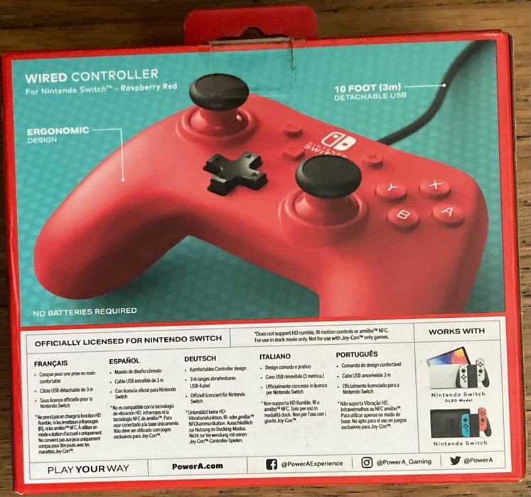 Comando Nintendo Switch PowerA com fios- novo, 3 anos de garantia