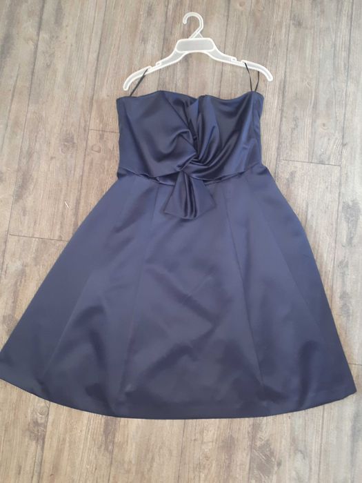 Grafitowo-granatowa sukienka bez ramion H&M rozm. 42(40)