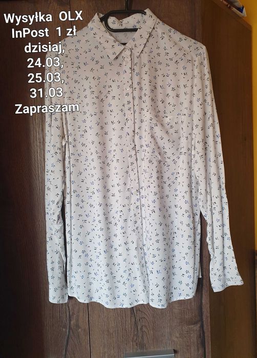 Biała koszula w delikatne kwiaty Reserved rozmiar 38