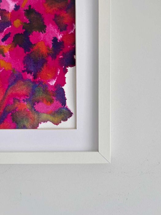 Quadro - Pintura abstrata em acrílico com moldura